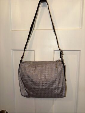 DKNY Light Gray Shoulder Bag with Subtle Logo Print